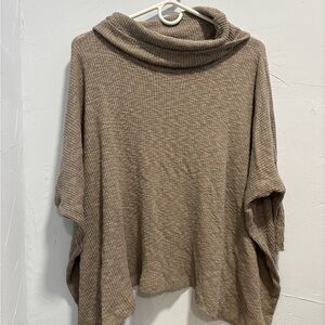 Free People Taupe Ribbed Cowl Neck Tunic